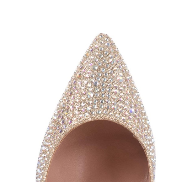 Gold Pointed Toe High Heel Glitter Rhinestone Heels Sparkly Shoes